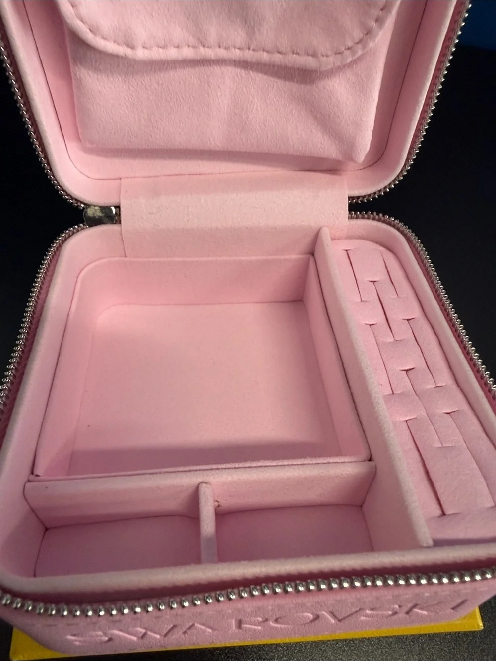 Swarovski Pink Faux-Leather Jewelry Case with Logo Charm